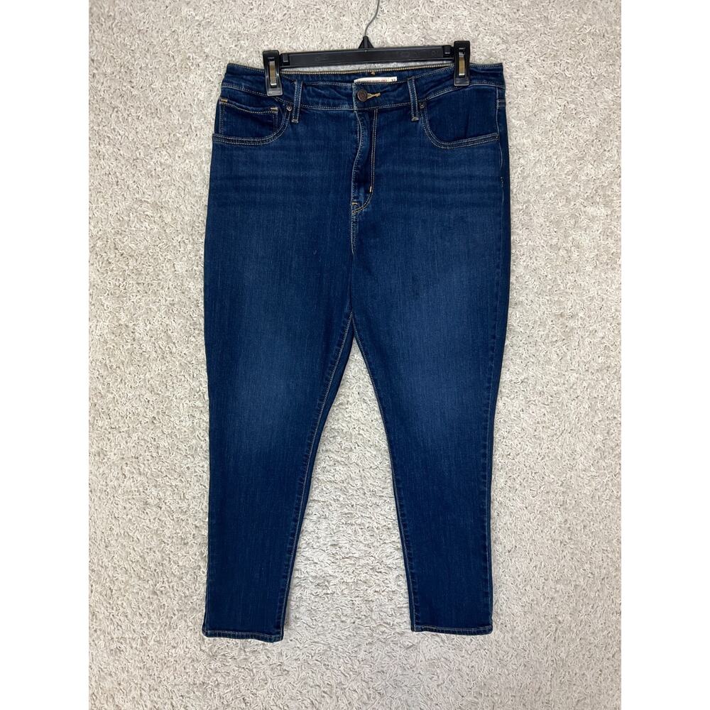 Levis 721 High Rise Skinny Ankle Jeans Womens 32 Blue Stretch Denim Dark Wash